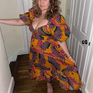 Farm Rio Macaw Puff Sleeve Midi Dress XL